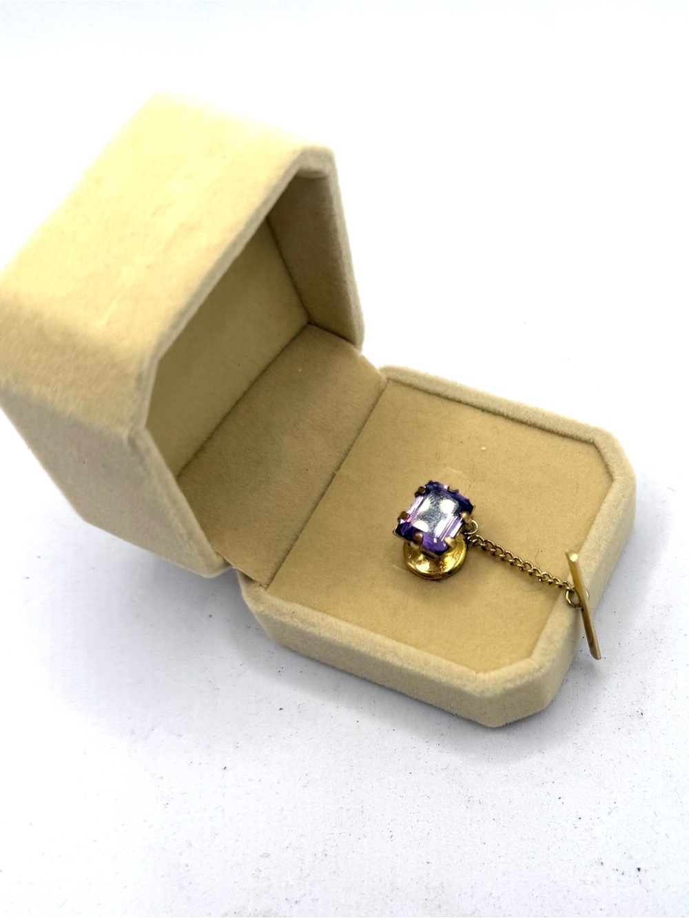 Tie Tack with Purple Amethyst Stone